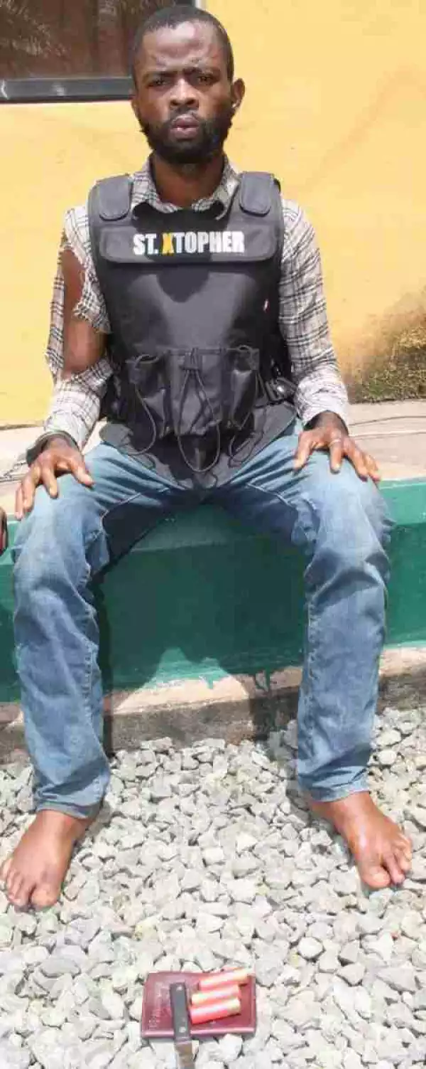 Robber Wearing Police Bullet Proof Jacket Arrested In Aba (Photo)